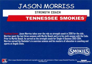 2018 Grandstand Tennessee Smokies #NNO Jason Morriss Back