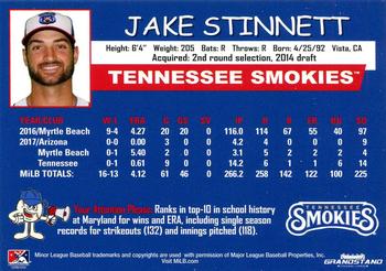 2018 Grandstand Tennessee Smokies #NNO Jake Stinnett Back
