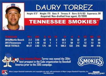 2018 Grandstand Tennessee Smokies #NNO Daury Torrez Back