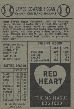 1954 Red Heart Dog Food #NNO Jim Hegan Back