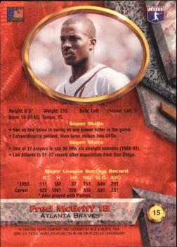 1994 Bowman's Best #15 Fred McGriff Back