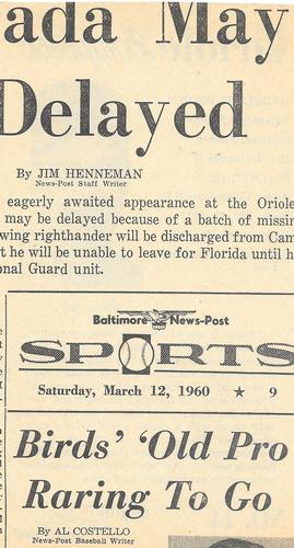 1960 Baltimore News-Post Baltimore Orioles Scrapbook Cards #14 Hal Brown Back