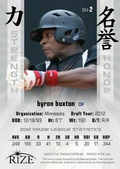 2012 Leaf Rize Draft - Strength and Honor Red #SH-2 Byron Buxton Back