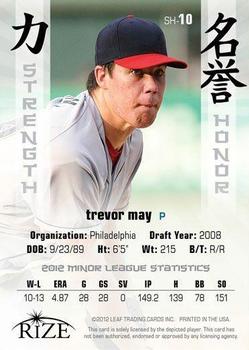 2012 Leaf Rize Draft - Strength and Honor Red #SH-10 Trevor May Back