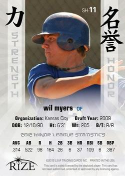 2012 Leaf Rize Draft - Strength and Honor Red #SH-11 Wil Myers Back
