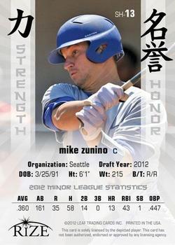 2012 Leaf Rize Draft - Strength and Honor Red #SH-13 Mike Zunino Back