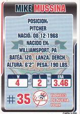 2005 Lo Mejor de MLB Venezuelan Stickers #5 Mike Mussina Back