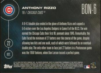 2016 Topps Now - Topps Online Exclusive Bonus Set #BON-6 Anthony Rizzo Back