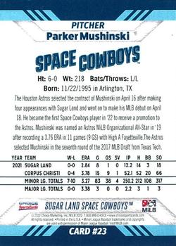 2022 Choice Sugar Land Space Cowboys #23 Parker Mushinski Back