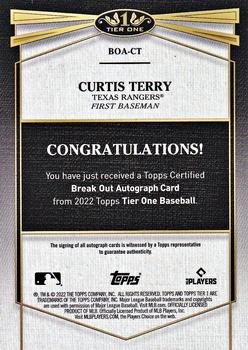 2022 Topps Tier One - Break Out Autographs #BOA-CT Curtis Terry Back