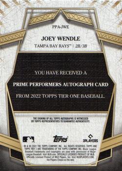 2022 Topps Tier One - Prime Performers Autographs #PPA-JWE Joey Wendle Back