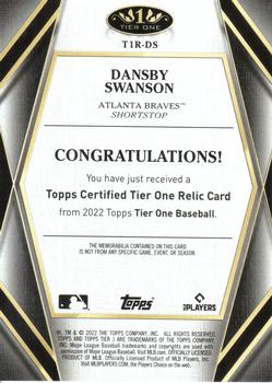 2022 Topps Tier One - Tier One Relics Design A #T1R-DS Dansby Swanson Back
