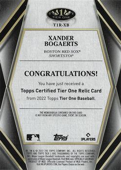 2022 Topps Tier One - Tier One Relics Design A #T1R-XB Xander Bogaerts Back