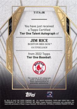 2022 Topps Tier One - Tier One Talent Autographs #T1TA-JR Jim Rice Back