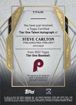2022 Topps Tier One - Tier One Talent Autographs #T1TA-SC Steve Carlton Back