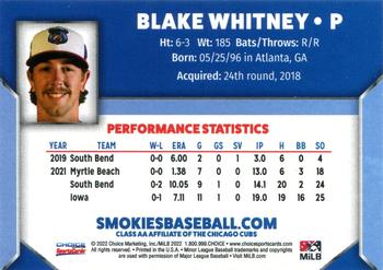 2022 Choice Tennessee Smokies #NNO Blake Whitney Back
