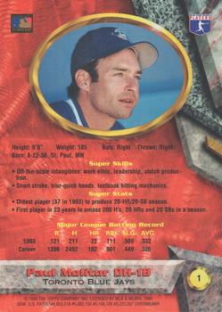 1994 Bowman's Best - Refractors #1 Paul Molitor Back