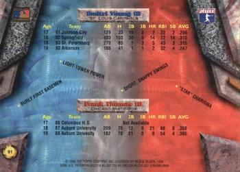 1994 Bowman's Best - Refractors #91 Frank Thomas / Dmitri Young  Back