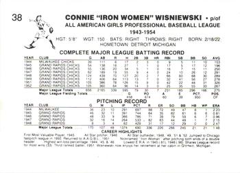 1986 AAGBL All-American Girls Professional Baseball League 1943-1954 #38 Connie “Iron Woman” Wisniewski Back
