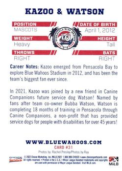 2022 Choice Pensacola Blue Wahoos #31 Kazoo / Watson Back