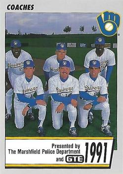 1991 Milwaukee Brewers Police - Marshfield Police Department and GTE #NNO Milwaukee Brewers Coaches Front