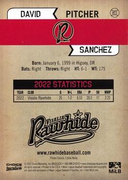2022 Choice Visalia Rawhide #11 David Sanchez Back