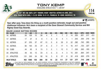 2022 Topps - Gold Star #114 Tony Kemp  Back