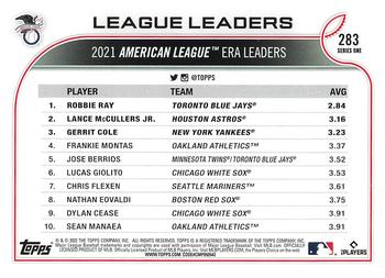 2022 Topps - Gold Star #283 AL ERA Leaders (Robbie Ray / Lance McCullers Jr. / Gerrit Cole)  Back