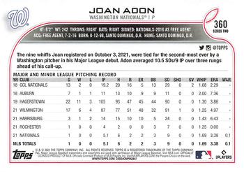 2022 Topps - Gold Star #360 Joan Adon Back