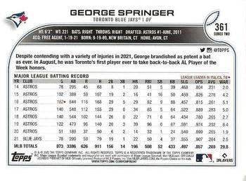 2022 Topps - Gold Star #361 George Springer Back