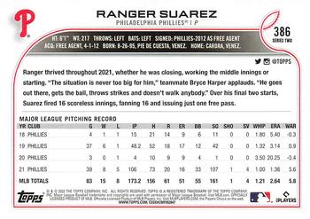2022 Topps - Gold Star #386 Ranger Suarez Back