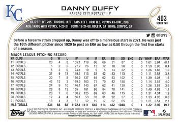 2022 Topps - Gold Star #403 Danny Duffy Back