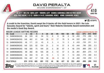2022 Topps - Gold Star #410 David Peralta Back