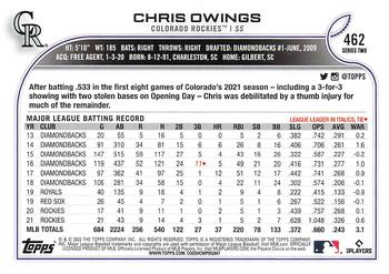 2022 Topps - Gold Star #462 Chris Owings Back