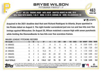 2022 Topps - Gold Star #463 Bryse Wilson Back