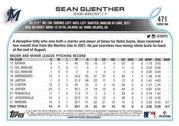 2022 Topps - Gold Star #471 Sean Guenther Back