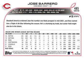2022 Topps - Gold Star #485 Jose Barrero Back