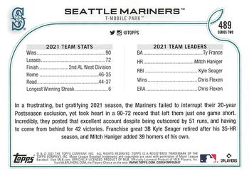 2022 Topps - Gold Star #489 Seattle Mariners Back