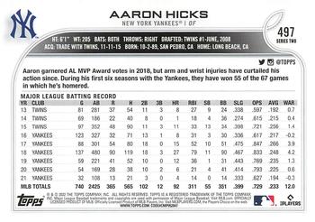 2022 Topps - Gold Star #497 Aaron Hicks Back