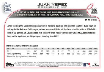 2022 Topps - Gold Star #506 Juan Yepez Back