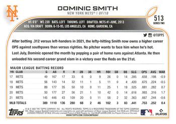 2022 Topps - Gold Star #513 Dominic Smith Back