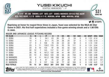 2022 Topps - Gold Star #531 Yusei Kikuchi Back