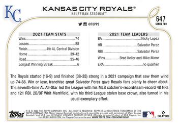 2022 Topps - Gold Star #647 Kansas City Royals Back