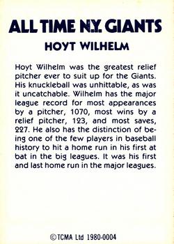 1980 TCMA All Time New York Giants (Blue Backs) #0004 Hoyt Wilhelm Back