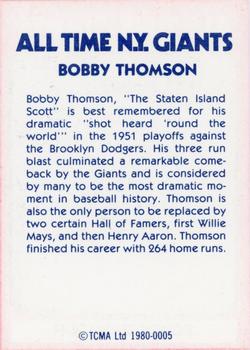 1980 TCMA All Time New York Giants (Blue Backs) #0005 Bobby Thomson Back