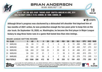 2022 Topps - Blue Star #19 Brian Anderson  Back