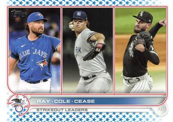 2022 Topps - Blue Star #138 AL Strikeouts Leaders (Robbie Ray / Gerrit Cole / Dylan Cease)  Front