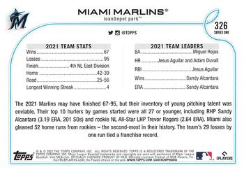 2022 Topps - Blue Star #326 Miami Marlins Back