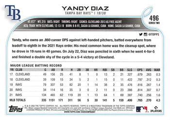 2022 Topps - Blue Star #496 Yandy Diaz Back