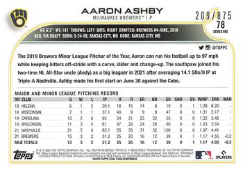 2022 Topps - Foilboard Retail #78 Aaron Ashby  Back